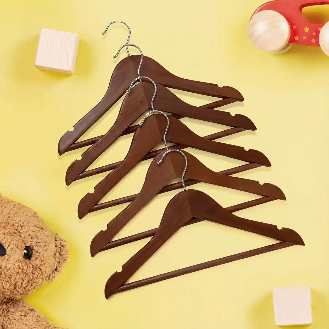 Ceviz Ahşap Bebek Elbise Pantolon Askısı 1